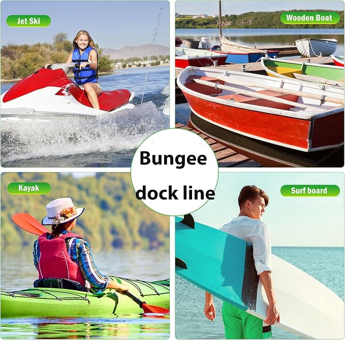 Bungee Dock Lines for Boat Shock Absorb Dock Tie Mooring Rope Boat Accessories 4-5.5 ft,4Pack (Green&Yellow)