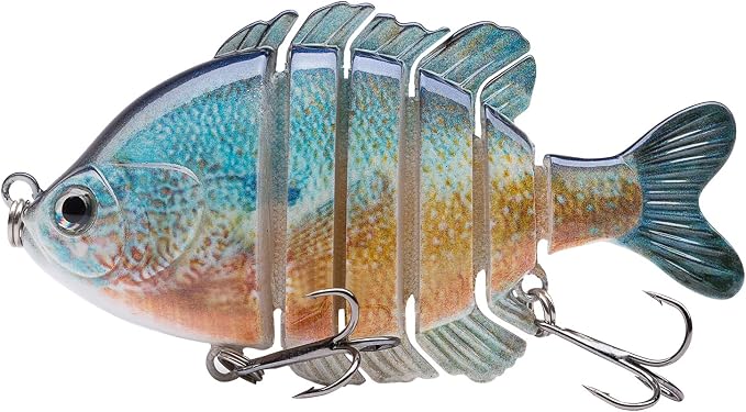BASSDASH SwimPanfish Multi Jointed Panfish Bluegill Swimbaits Hard Topwater Bass Lures Fishing Lure Crank Saltwater 3.5in/0.85oz