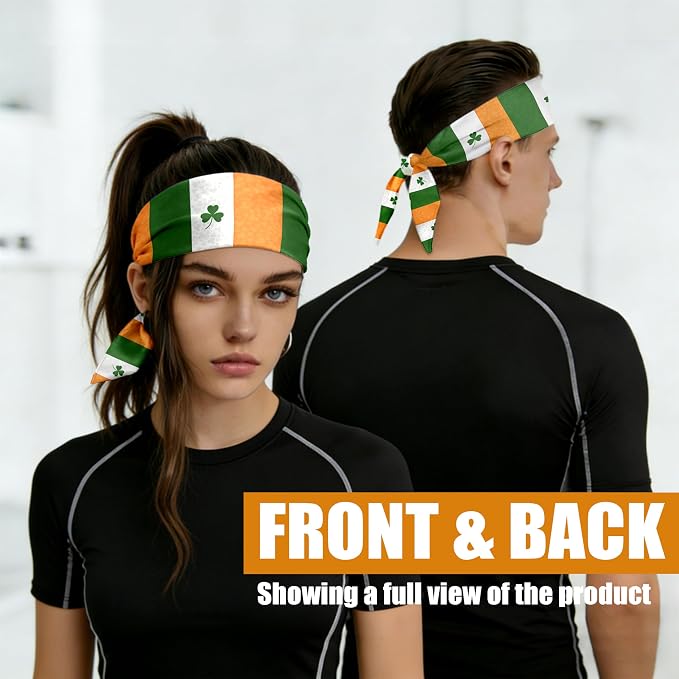 Flag Tie Headbands for Men Women, Moisture Wicking Sweatband Breathable Sports Headwrap, Non-Slip Stretchy Adjustable Fitness Hair Band
