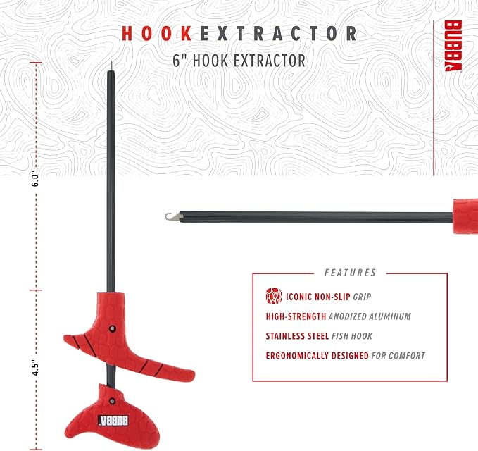 BUBBA Hook Extractor with Non-Slip Grip T-Handle with Marine Grade Stainless Steel Hook Extractor for Fishing and Angling