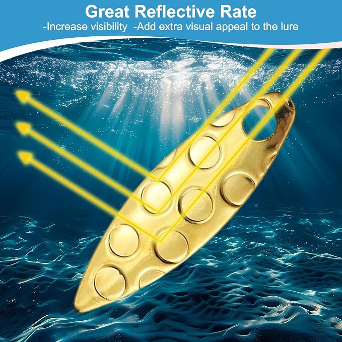 PATIKIL Fishing Lure Blades, Round Fishing Spinner Baits Willowleaf Lure Spinner Lure Making Part with Plastic Storage Box for Bait Fishing Accessories
