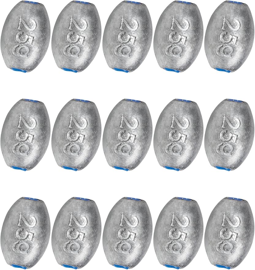 BLUEWING Egg Sinkers Fishing Weights Oval Shaped Fishing Sinkers Lead Fishing Sinker for Saltwater Fishing，1/8 oz to 7 oz