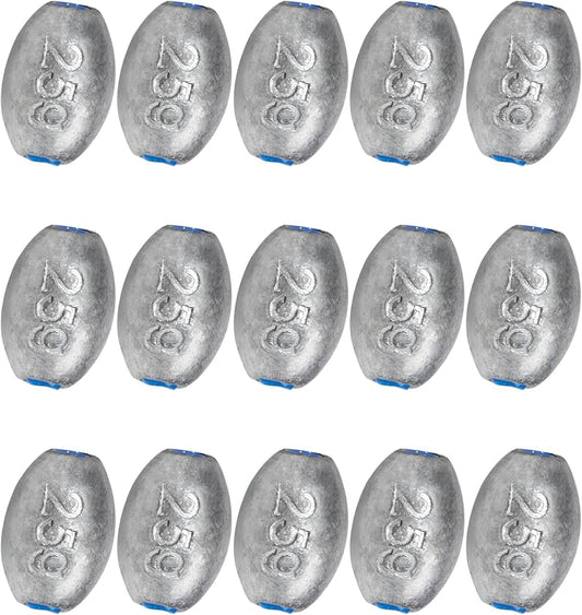 BLUEWING Egg Sinkers Fishing Weights Oval Shaped Fishing Sinkers Lead Fishing Sinker for Saltwater Fishing，1/8 oz to 7 oz
