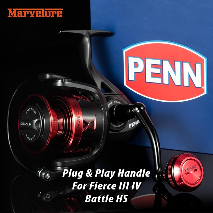 Foldable Power Handle for Penn Fierce III IV, Battle III HS Spinning Reel Replacement Handle (Not for Fierce Live Liner)