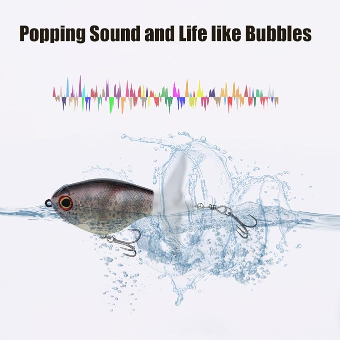 EXAURAFELIS Propeller Lure Bubble Popper luresFishing Lure Top Water Lure Bass Lures Popobait Fishing Lures Bass Lures Topwater Bait for Bass Pike Perch, Floating Pencil Bass Bait with Tackle Box