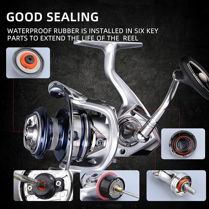 Saltwater Spinning Reel,13+1BB Ultra Smooth Saltwater Fishing Reels,Powerful Carbon Drag,CNC Aluminum Spool & Handle