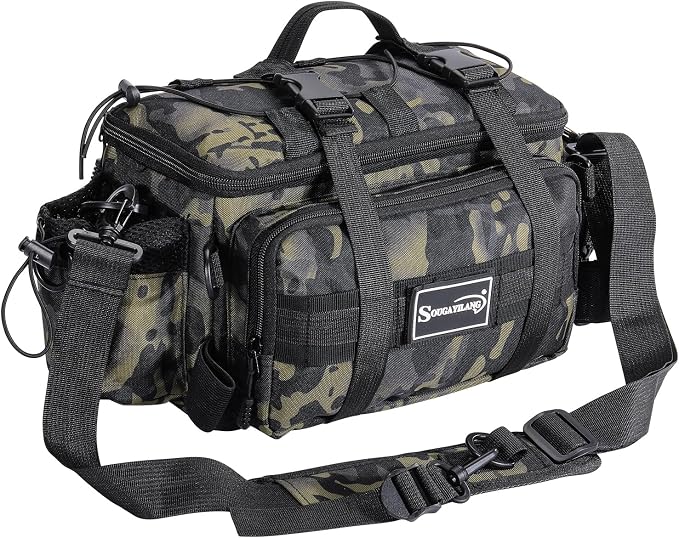 Sougayilang Fishing Tackle Bags - Fishing Tackle Storage Bags for Saltwater or Freshwater Fishing Gear - Padded Shoulder Strap - Tackle Box Bag Fishing Bag(Green)