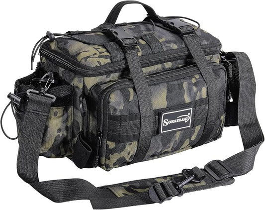 Sougayilang Fishing Tackle Bags - Fishing Tackle Storage Bags for Saltwater or Freshwater Fishing Gear - Padded Shoulder Strap - Tackle Box Bag Fishing Bag(Green)