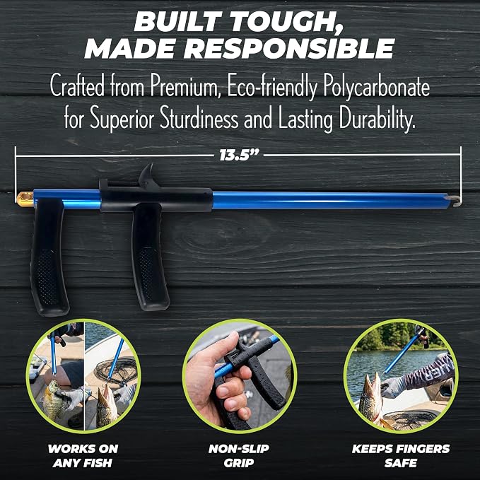 Rite Angler Fishing Hook Removal Tool – Stainless Steel Fish Hook Remover, Hook Extractor for Easy Unhooking, Dehooking and Quick Release Fishing Must Have Accessories Long Remover – 13.5", Blue/Black