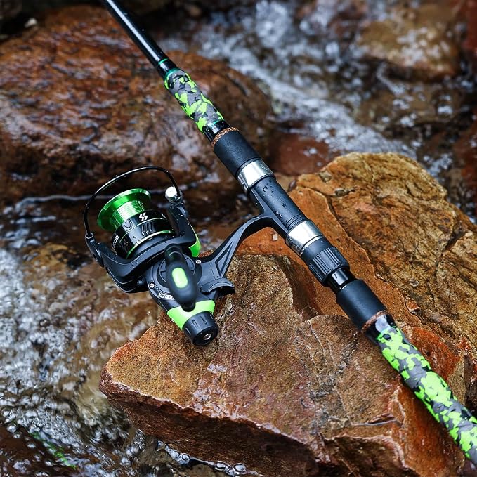 Sougayilang 3 Piece Surf Fishing Rod Combo Medium/Heavy Travel Spinning Rod with 5000 Size Reel Baitfeeder Combo(9'/10'/11'12')