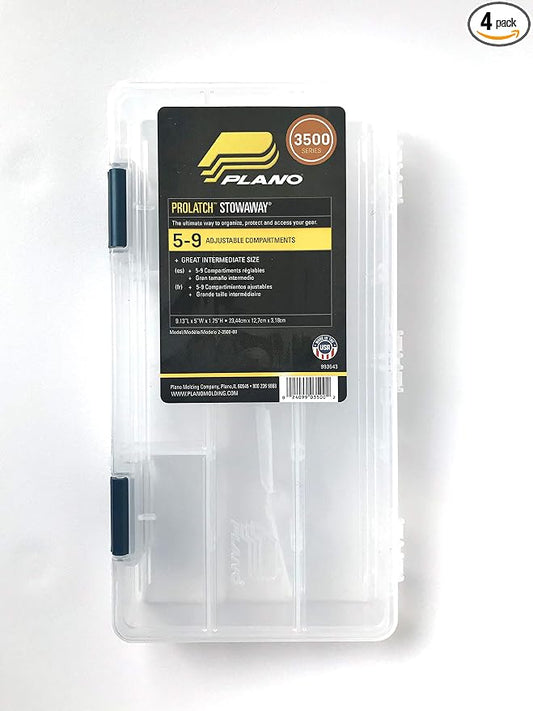Plano Tackle Boxes,4 pack of 3500 Prolatch Stowaway Tackle Utility Boxes, Fishing Tackle Storage, blue