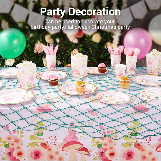 Decorative Fishing Net for Party - 80x40 in Aqua Fish Net Decor Mermaid Net Under The Sea Hawaiian Pirate Party Decorations, 3mm Natural Cotton Nautical Netting Wall Table Ocean Beach Decor