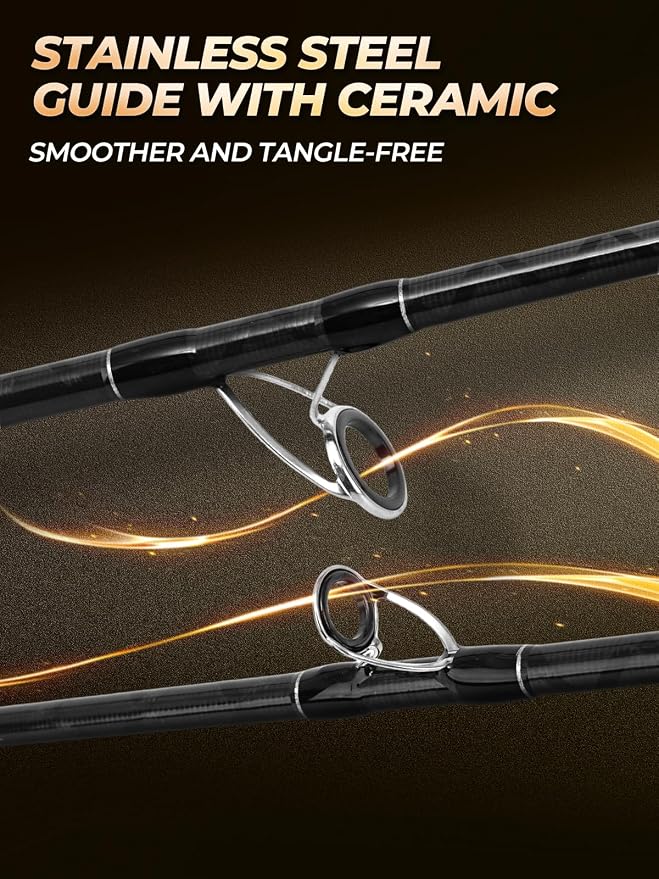 Jenseits Carbon Fiber Fishing Rod Series (6-12 Ft), Spinning & Casting Rods with Stainless Steel Ceramic Guides, Fast Action Fishing Pole for Bass, Trout, Walleye & Surf Fishing