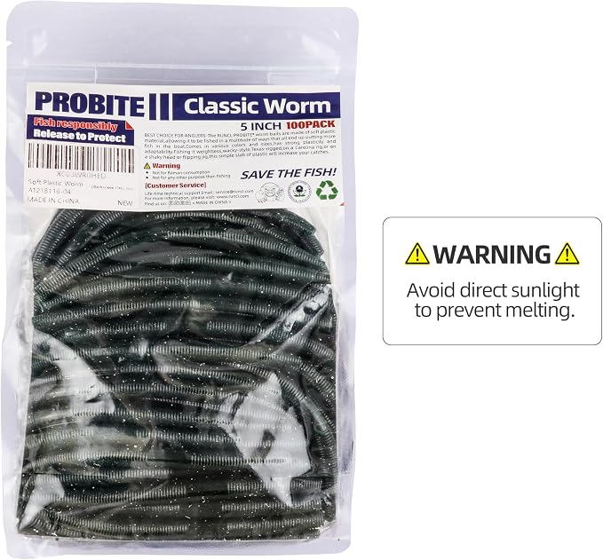 Soft Fishing Worm 100PCS, 3/4/5/6" Mega Value Pack Senko Style Soft Lures for Bass, Plastic Worm Stick Baits, Multicolor, Cost-Effective Fishing Gift