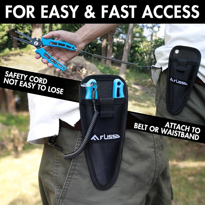 FLISSA Fishing Pliers, Fish Gripper, 2PCS Fishing Tool Kit Includes Multifunctional Fishing Pliers Hook Remover with Sheath and Stainless Steel Fish Lip Gripper, Fishing Gift