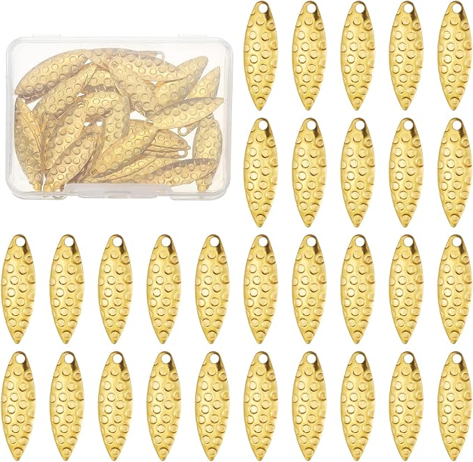 PATIKIL Fishing Lure Blades, Round Fishing Spinner Baits Willowleaf Lure Spinner Lure Making Part with Plastic Storage Box for Bait Fishing Accessories