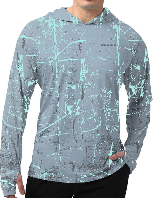 Men's UPF 50+ Sun Protection Hoodie Shirt Long Sleeve SPF Fishing Outdoor UV Hiking Lightweight Shirts