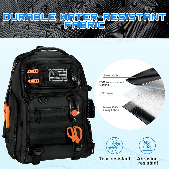 50L Fishing Tackle Backpack with Removable Lure Wraps,2 Rod Holders Storage Fishing Gear and Equipment