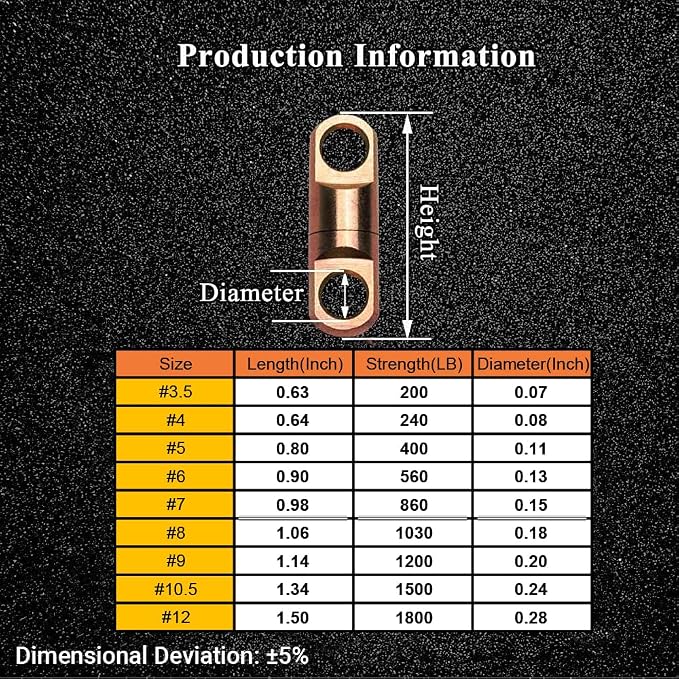 AMYSPORTS High Strength Fishing Bearing Swivels Stainless Fishing Swivel Connectors Copper Barrel Swivels for Saltwater Fishing Freshwater Fishing