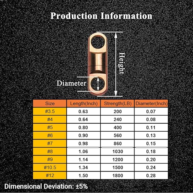 AMYSPORTS High Strength Fishing Bearing Swivels Stainless Fishing Swivel Connectors Copper Barrel Swivels for Saltwater Fishing Freshwater Fishing