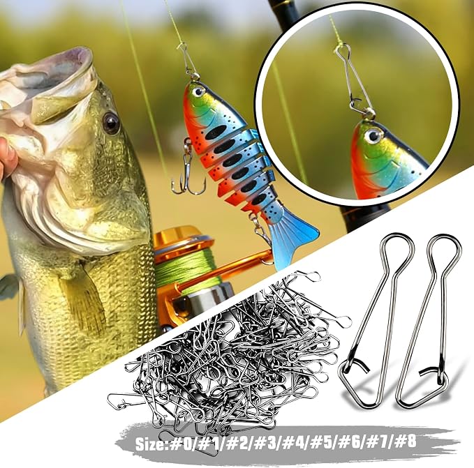AMYSPORTS Line Connector Fishing Snap Stainless High Strength Snaps Swivels Saltwater Quick Change Fishing Snap Clip Freshwater