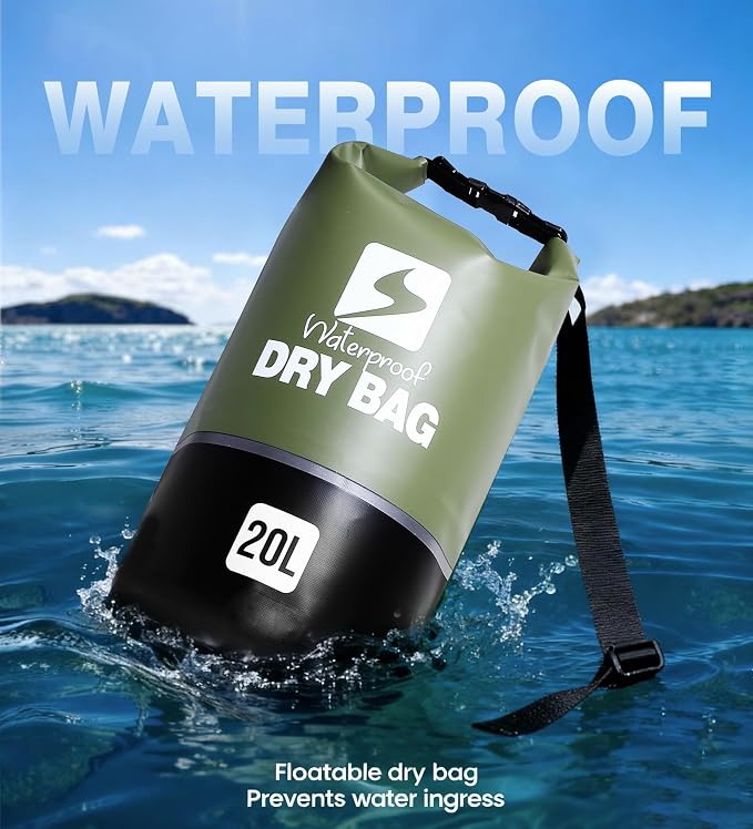 Soulsfeng Waterproof Dry Bag Roll Top Lightweight Dry Backpack for Boating, Kayaking, Travel, Beach, Swimming, Hiking & Camping - Floating Dry Sack with Adjustable Shoulder Straps 10L