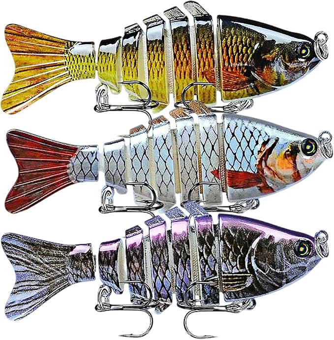 Keenjorika Fishing Lures Multi Jointed Fish Fishing Kits, Slow-Sinking Lifelike Segmented Swimbait Crankbaits, Realistic Swimming Action for Bass, Trout, Pike & Walleye, Freshwater and Saltwater