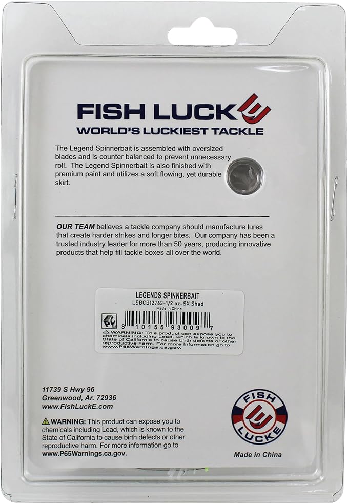 Luck E Strike Jimmy Houston Legends Spinner Bait with Colorado Blades (1/2 Ounce Spinnerbait) 5/0 Hook