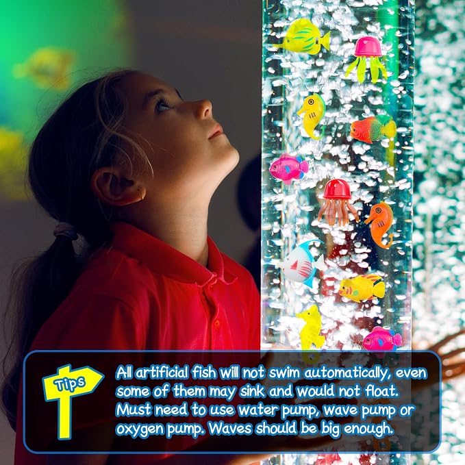 Weewooday 20 Pcs Artificial Moving Fishes Plastic Floating Lifelike Fish Tank Ornament Aquarium Decorations (Jellyfish and Seahorses)