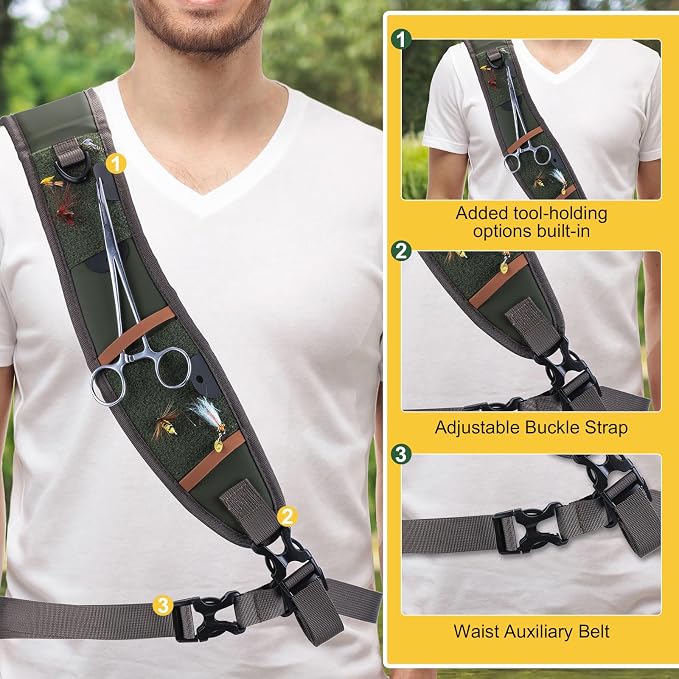 Goture Waterproof Fly Fishing Sling Pack,IPX8 840D TPU Fishing Sling Bag Gear Storage,13L Tackle Backpack with Rod Holder,Airtight Zipper,Exhaust Valve,Adjustable Strap,Wader Bag Included,Gift for Men