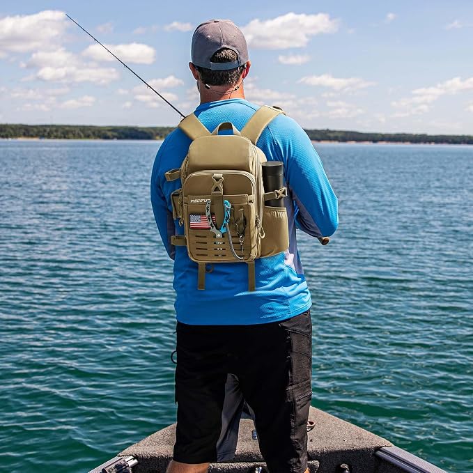 Piscifun Fishing Tackle Backpack with Rod & Gear Holder, Lightweight Fishing Tackle Storage Bag with Protective Rain Cover
