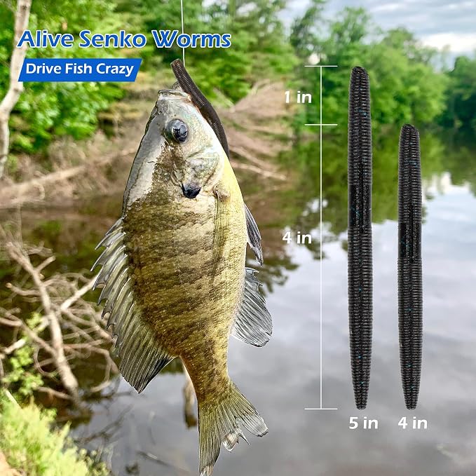 30/50/78/100Pcs Senko Worms Kit – 4"/5" Soft Plastic Fishing Lures with Salt Impregnation for Bass Fishing