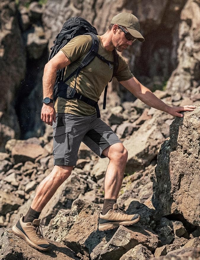 XKTTAC Men's Outdoor Quick Dry Lightweight Stretchy Shorts for Hiking, Tactical, Camping, Travel with 6 Pockets