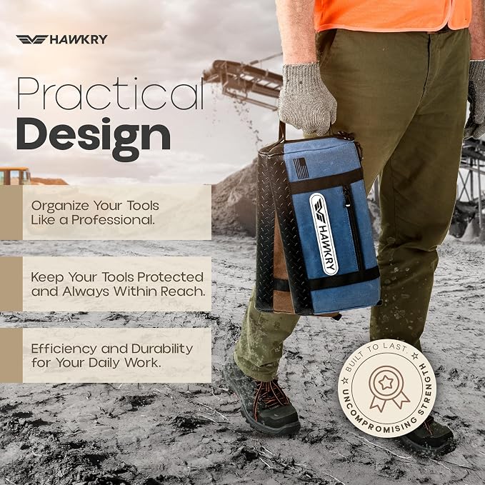 HAWKRY Canvas Tool Pouch Set (4 Pack) – Heavy Duty Tool Organizer Bags with Zipper, Durable Small Tool Bags for Electricians, Contractors, Mechanics and Hardware Storage