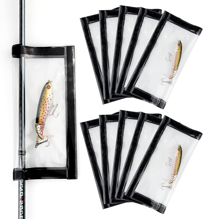 Fishing Lure Wraps 10 Pack – Clear PVC Hook Covers & Lure Covers for Fishing Rods – Durable Protects Hooks & Gear for Freshwater & Saltwater Fishing Gear