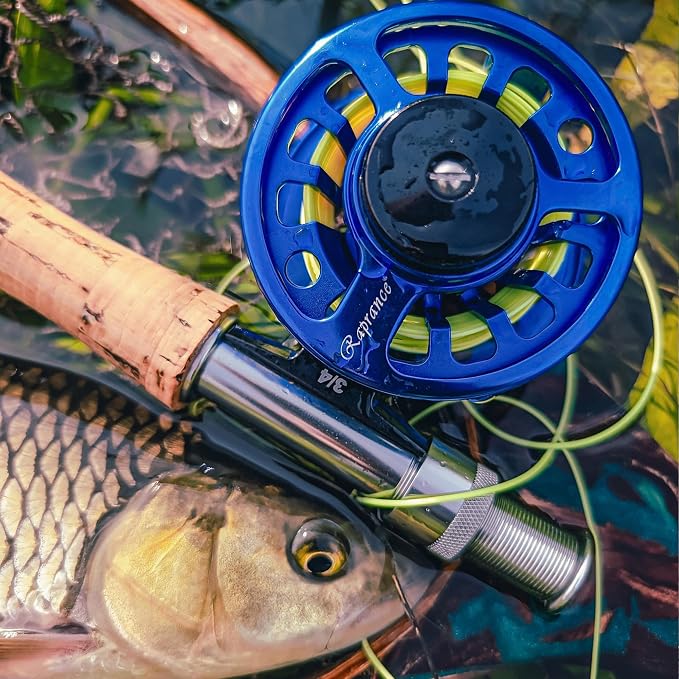 Raprance Fly Fishing Reel,CNC-Machined Aluminum Alloy Fly Reel Large Arbor Fly Reel, 3/4, 5/6, 7/8 wt Blue