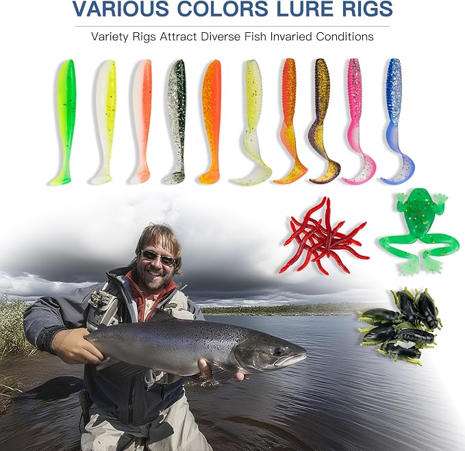 WITOROR Fishing Lures, Tackle Box with Tackle Included, Crankbaits, Spoon, Hooks, Weights & Other Accessories, Fishing Bait Lure Gear Kit Gifts for Men Bass Freshwater