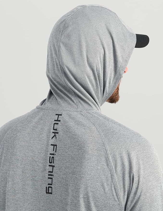 HUK Mens Pursuit Vented Long Sleeve Hoodie, Fishing Shirt with Hood