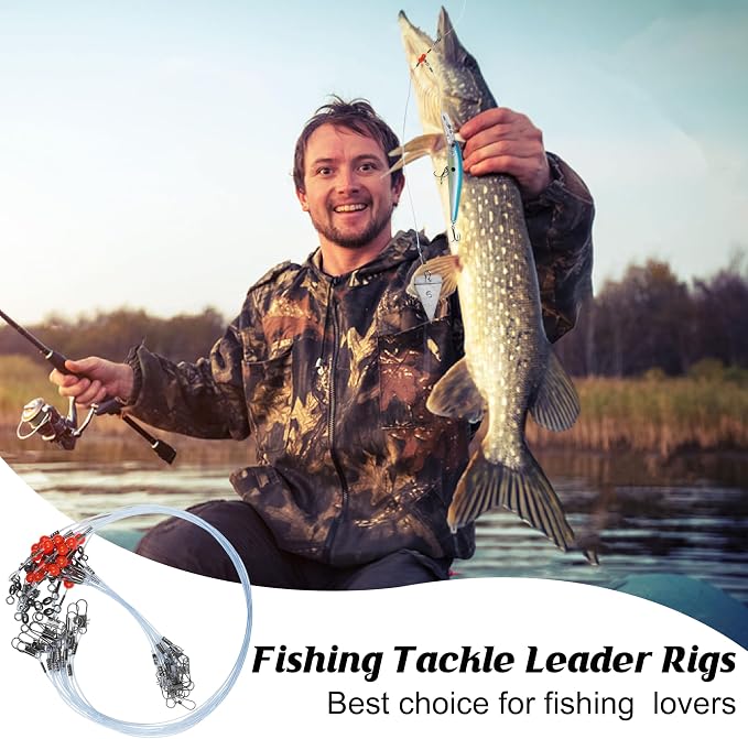 Fishing Leaders Saltwater Tackle Rig Surf Fishing Rigs with Swivel Snaps High Strength Wire Leader Bottom Rigs Fishing Gear Equipment for Lures Bait Hooks