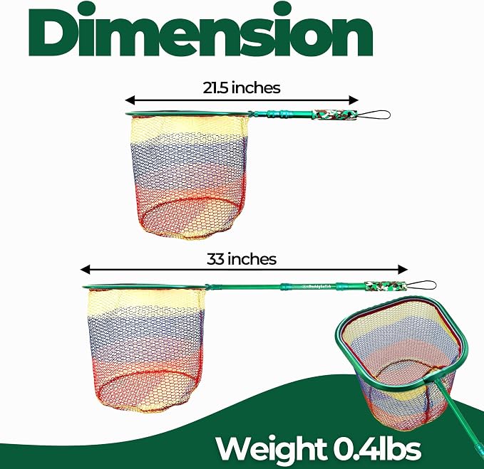DaddyGoFish Kids Fishing Net - Extendable Telescopic Landing Net for Boy Girl Children Catching Small Fish Crab Shrimp Minnow Dragonfly Beach Pier Lake River Ocean