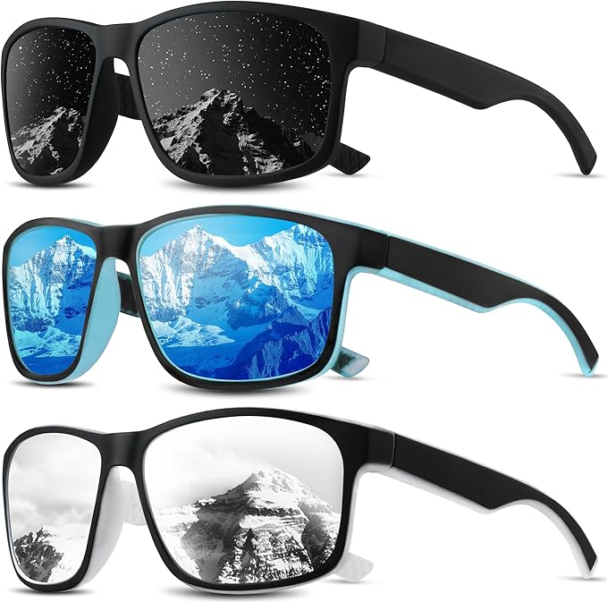 Square Polarized Sunglasses for Men and Women, Mens Sunglasses UV Protection with Lightweight Frame Sun Glasses