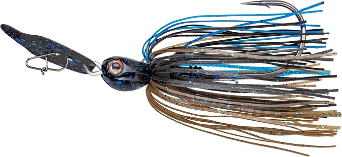 Strike King Thunder Cricket Fishing Lure, Vibrating Swim Jig, Silver Blade, 4/0 Jungle-Style Flipping Hook