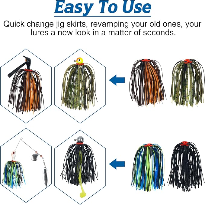 Silicone Spinnerbait Skirts Replacement Jig Skirts Kit with Tube Rattles, 12/18/24 Bundles DIY Fishing Lures Buzzbait Spoon Blade Squid Jig Fly Tying Material