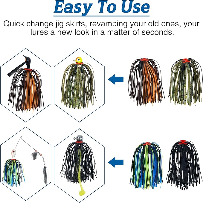 Silicone Spinnerbait Skirts Replacement Jig Skirts Kit with Tube Rattles, 12/18/24 Bundles DIY Fishing Lures Buzzbait Spoon Blade Squid Jig Fly Tying Material