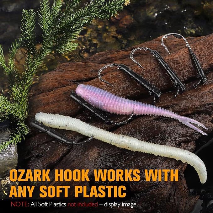 Dovesun Ozark Rig Fishing Hooks, 12PCS Weedless Weighted Jig Heads for Soft Plastics, 3/0 Texas Rig Hooks for Bass Fishing, Freshwater & Saltwater, 1/8 oz 1/4 oz 3/8 oz