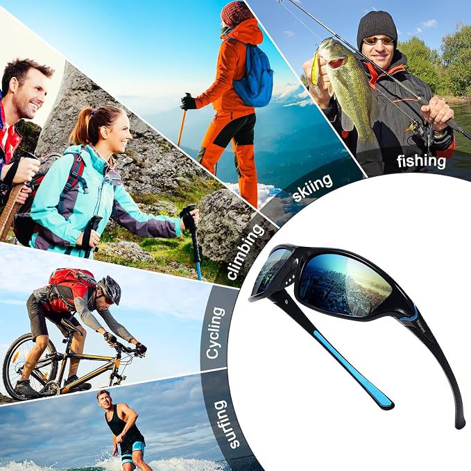 TOODOO 4 Pairs Men Polarized Sunglasses with UV Protection Driving Glasses Sports for Sport Outdoor Activities