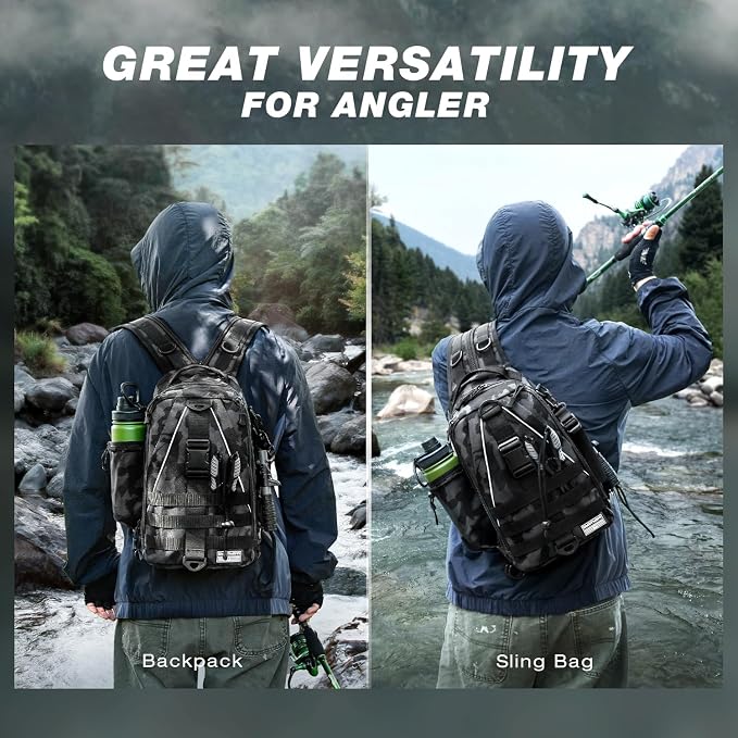 Ghosthorn Fishing Backpack Waterproof Tackle Bag Sling Bag Gift