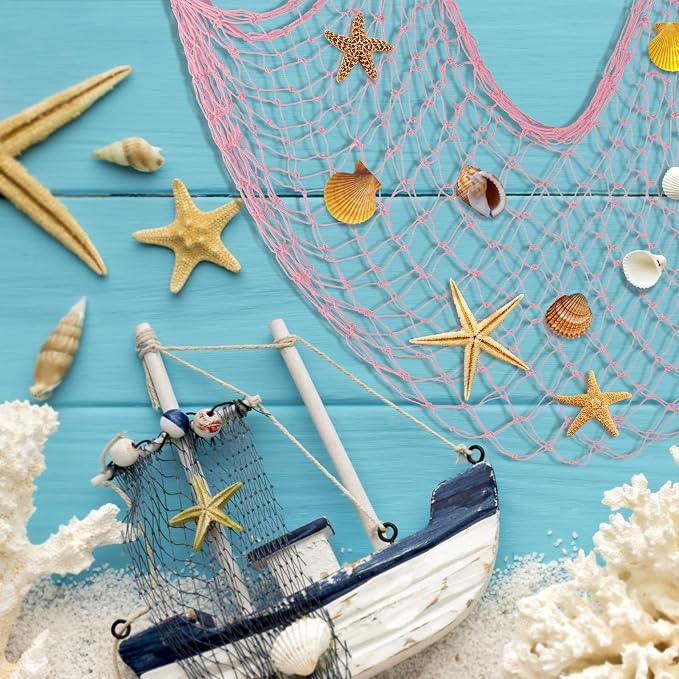 2 Pack Fish Net Decorations for Party