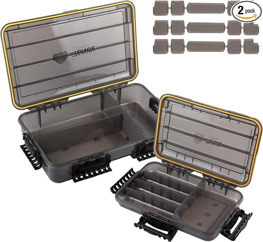 RUNCL Fishing Tackle Box, Waterproof Tray for Jigs Lures, Thicker Floating Tackle Utility Box with Adjustable Dividers, 3600/3700/Large 3700 Size