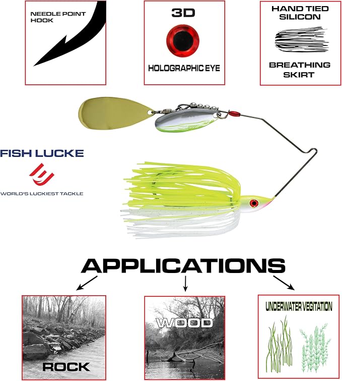 Luck E Strike Hydra-Vibe Spinner Bait with Custom Blades